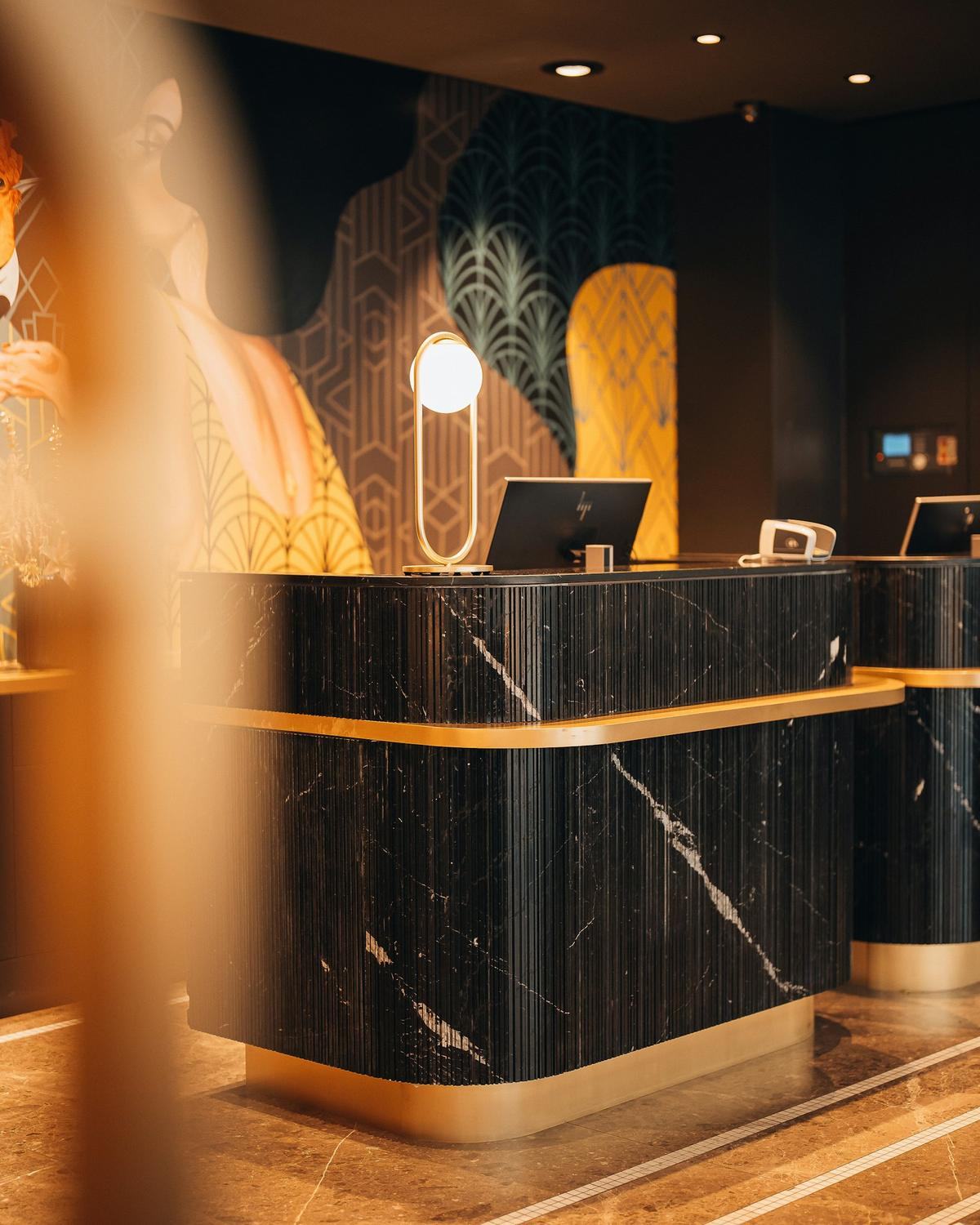 A boutique hotel front desk